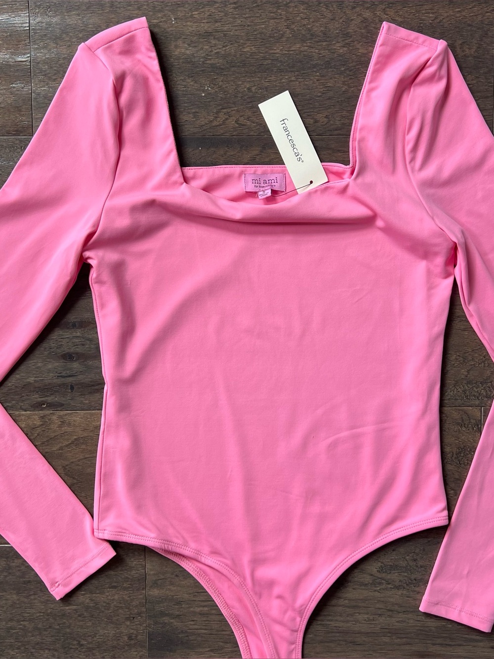 NWT Francesca’s Stretchy Pink Buttery Soft Bodysuit